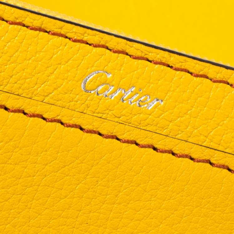 Pre Owned Cartier Yellow Leather Small C de Cartier Compact Wallet 