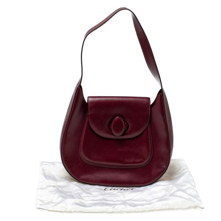 Pre Owned Cartier Burgundy Leather Happy Birthday Hobo