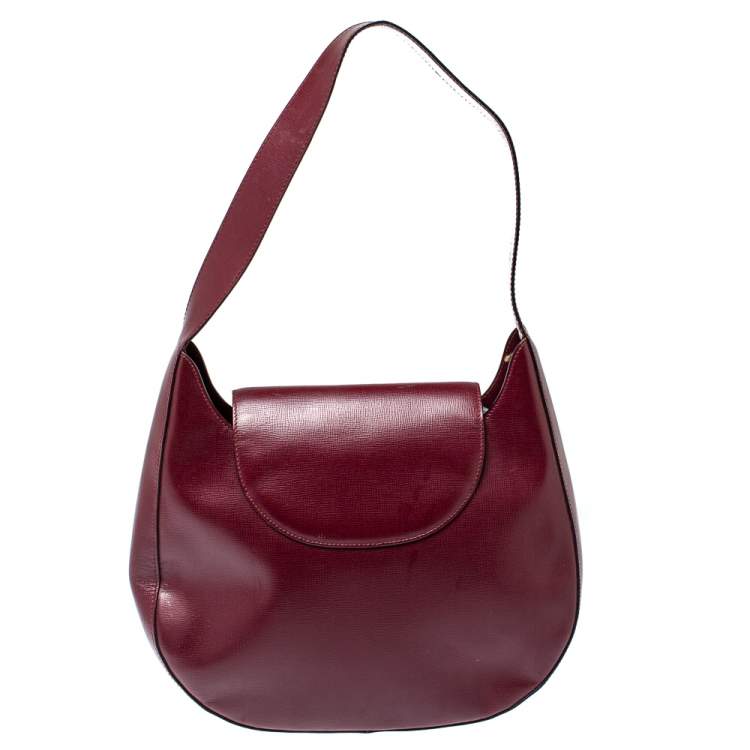 Pre Owned Cartier Burgundy Leather Happy Birthday Hobo