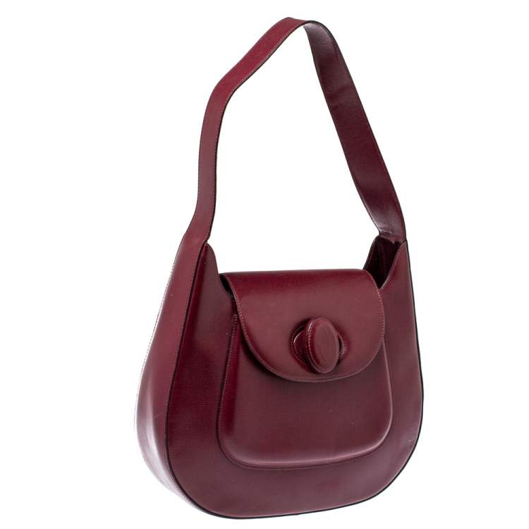 Pre Owned Cartier Burgundy Leather Happy Birthday Hobo