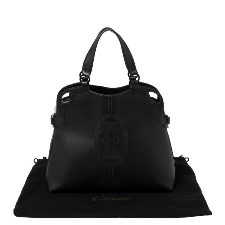 Pre Owned Cartier Black Leather Marcello de Cartier Tote