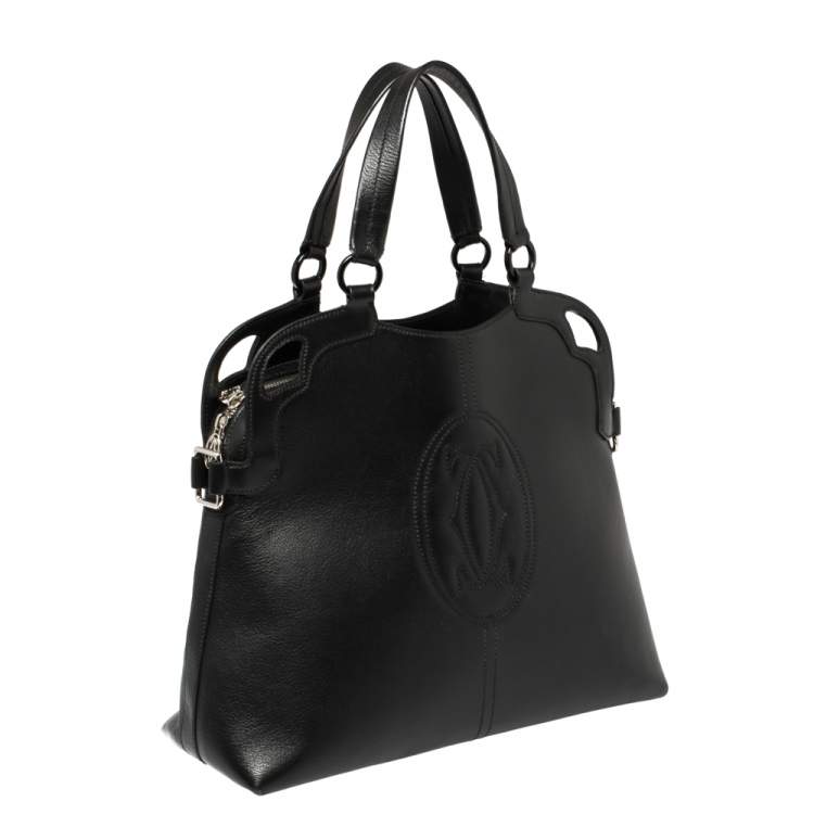 Pre Owned Cartier Black Leather Marcello de Cartier Tote