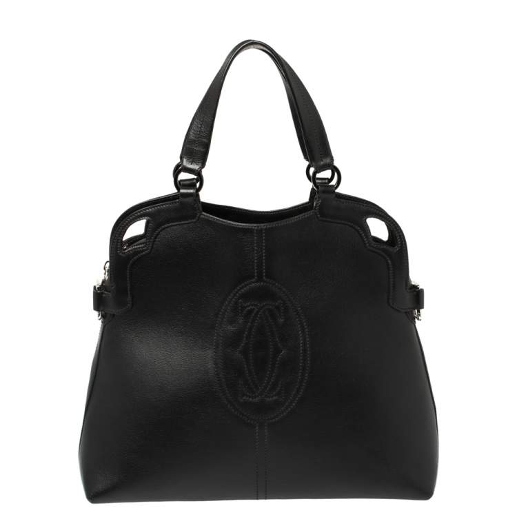 Pre Owned Cartier Black Leather Marcello de Cartier Tote