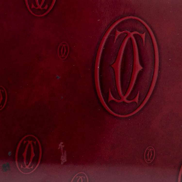 Pre Owned Cartier Red Leather Happy Birthday Zip Around Wallet