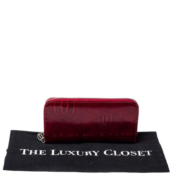 Pre Owned Cartier Red Leather Happy Birthday Zip Around Wallet