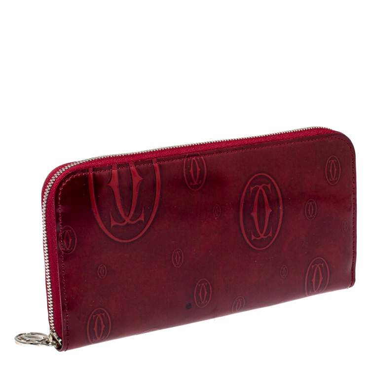 Pre Owned Cartier Red Leather Happy Birthday Zip Around Wallet