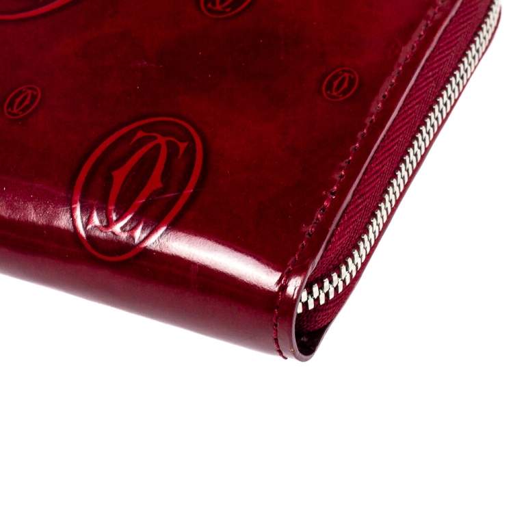 Pre Owned Cartier Red Leather Happy Birthday Zip Around Wallet