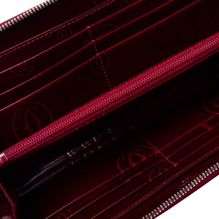 Pre Owned Cartier Red Leather Happy Birthday Zip Around Wallet