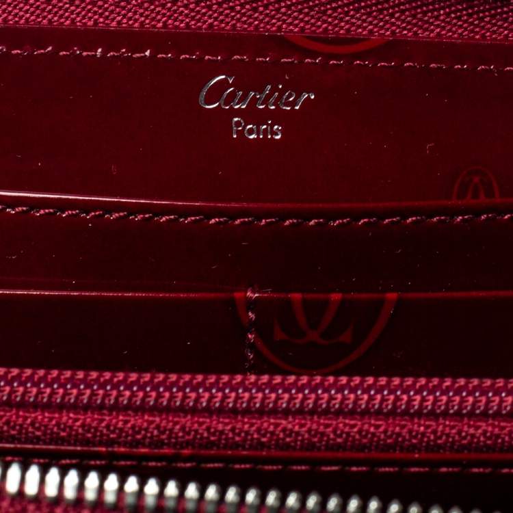 Pre Owned Cartier Red Leather Happy Birthday Zip Around Wallet