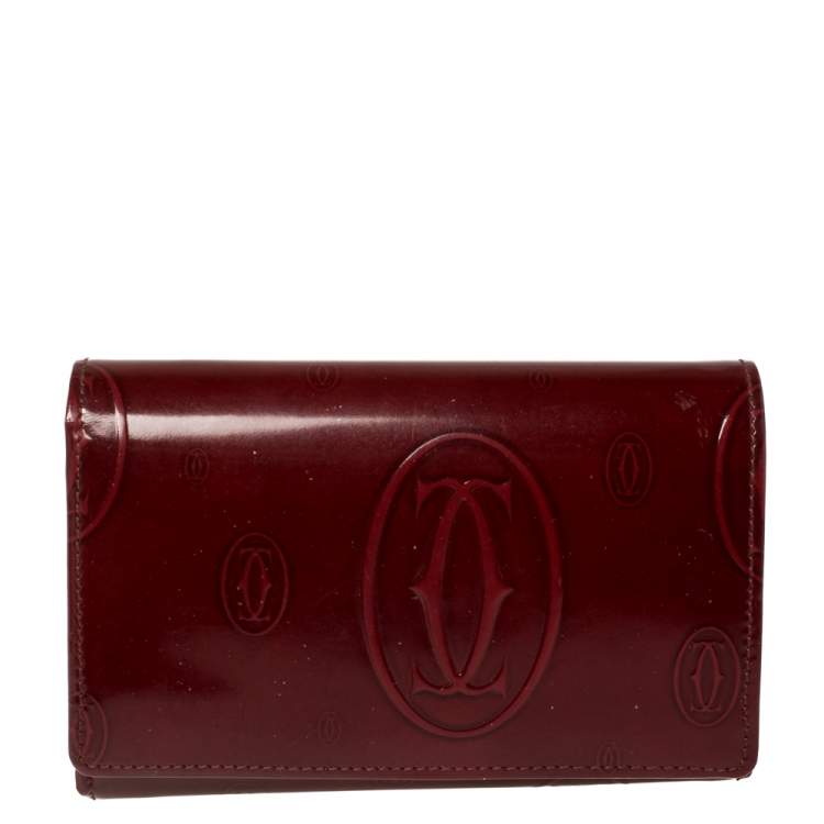 مملوكة مسبقًا Cartier Red Patent Leather Happy Birthday Wallet