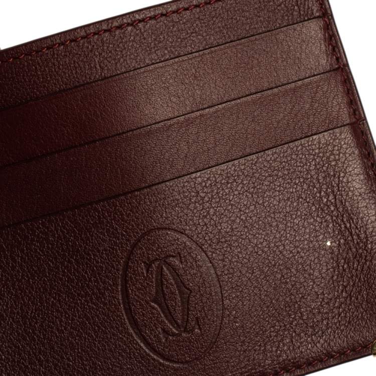 Pre Owned Cartier Burgundy Leather Simple Card Holder