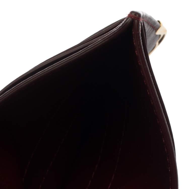 Pre Owned Cartier Burgundy Leather Simple Card Holder
