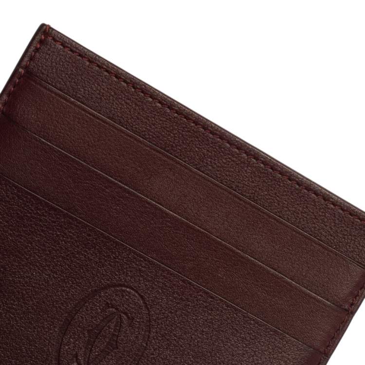 Pre Owned Cartier Burgundy Leather Simple Card Holder