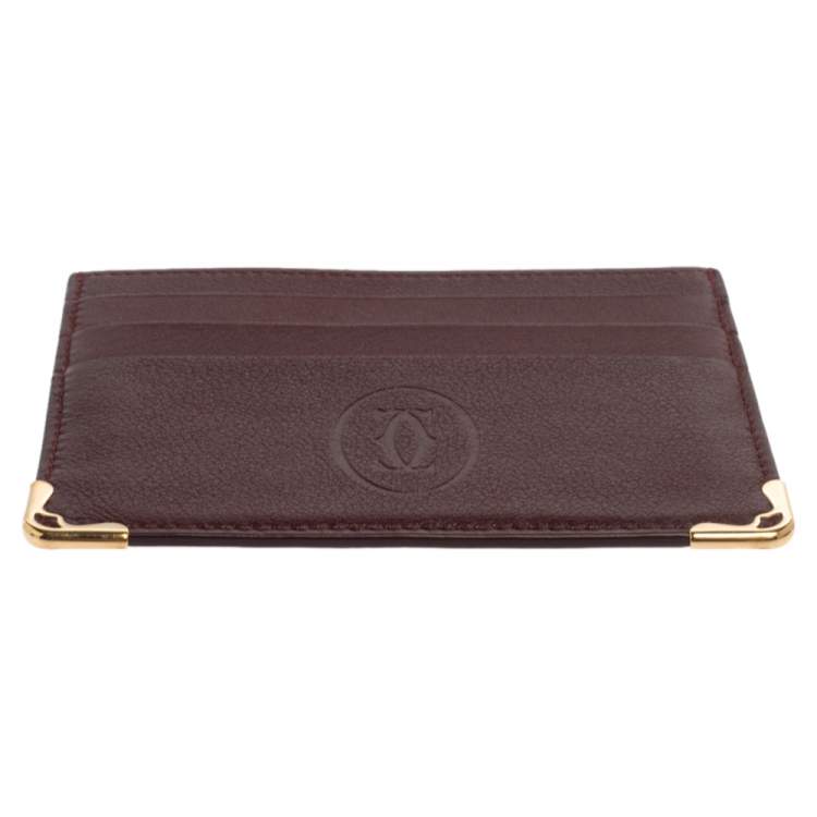 Pre Owned Cartier Burgundy Leather Simple Card Holder