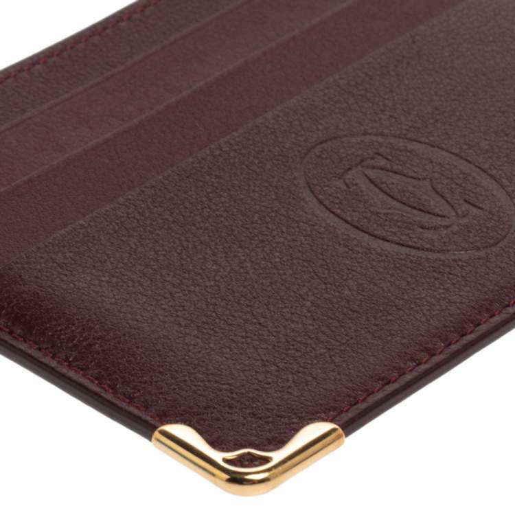 Pre Owned Cartier Burgundy Leather Simple Card Holder