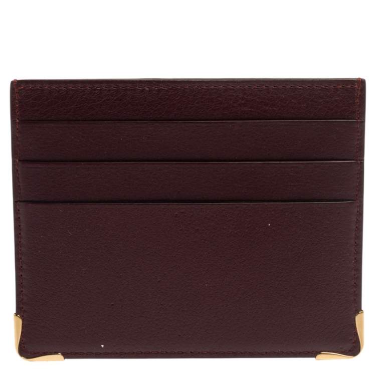 Pre Owned Cartier Burgundy Leather Simple Card Holder