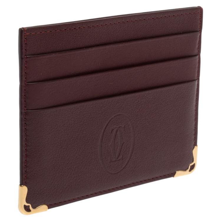 Pre Owned Cartier Burgundy Leather Simple Card Holder