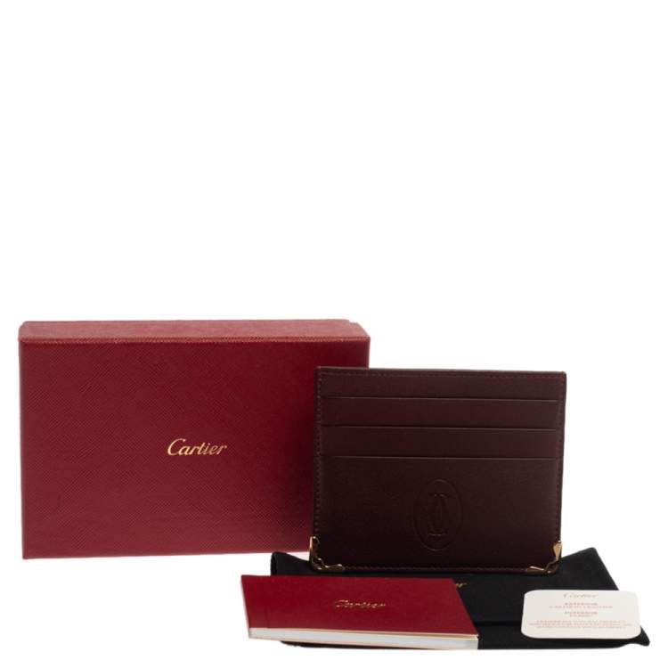 Pre Owned Cartier Burgundy Leather Simple Card Holder