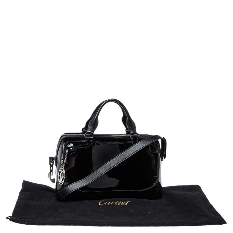 Pre Owned Cartier Black Patent Leather Marcello de Cartier Bowler Bag
