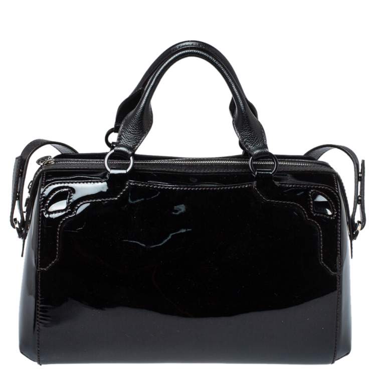 Pre Owned Cartier Black Patent Leather Marcello de Cartier Bowler Bag