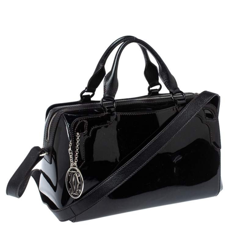 Pre Owned Cartier Black Patent Leather Marcello de Cartier Bowler Bag