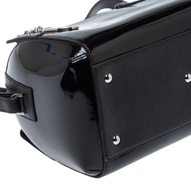 Pre Owned Cartier Black Patent Leather Marcello de Cartier Bowler Bag