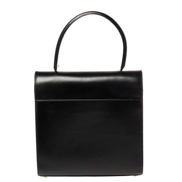 Pre Owned Cartier Black Leather Panthere Top Handle Bag
