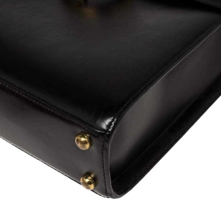 Pre Owned Cartier Black Leather Panthere Top Handle Bag
