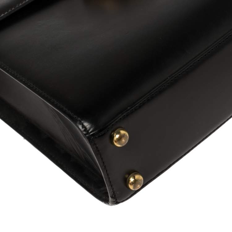 Pre Owned Cartier Black Leather Panthere Top Handle Bag
