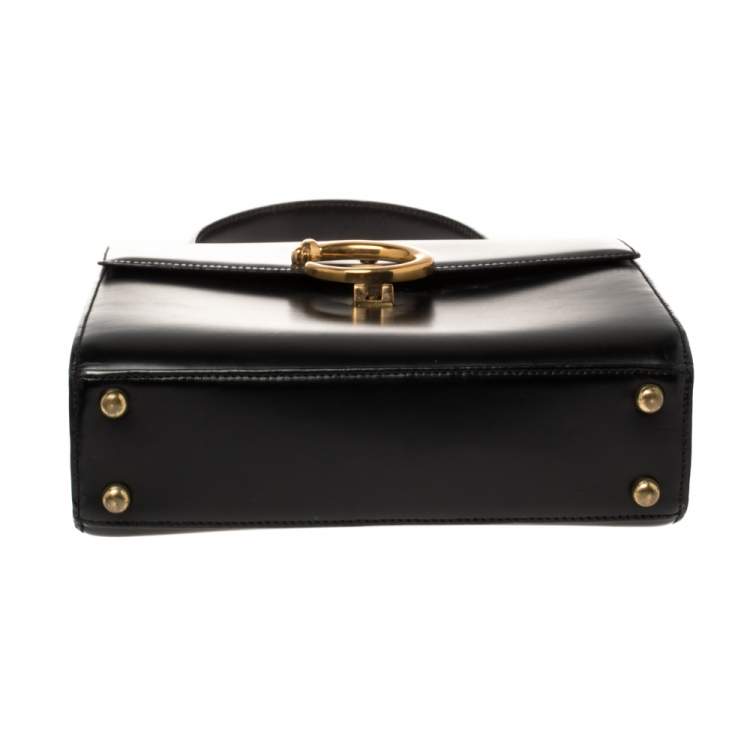 Pre Owned Cartier Black Leather Panthere Top Handle Bag