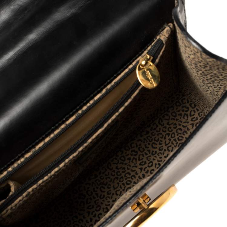 Pre Owned Cartier Black Leather Panthere Top Handle Bag