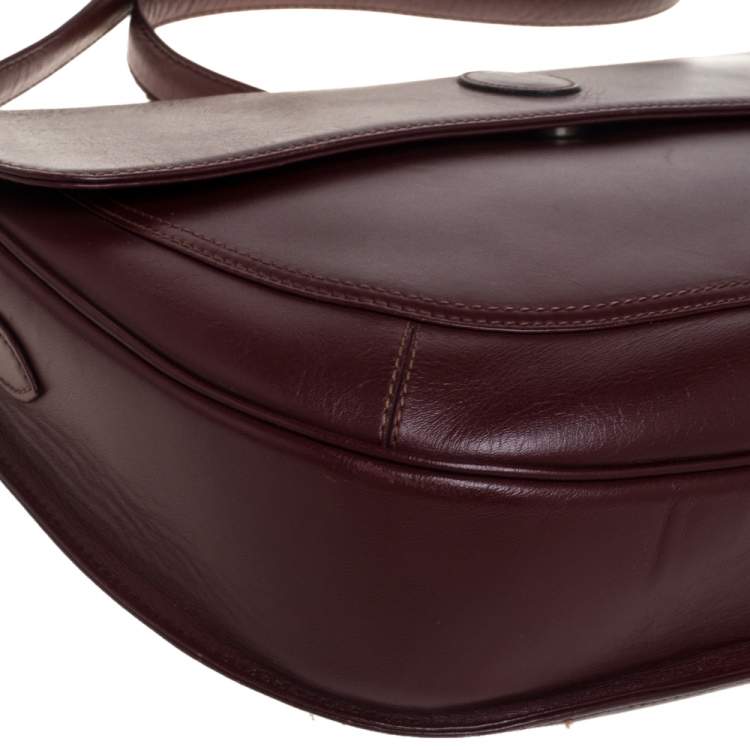 Pre Owned Cartier Burgundy Leather Must De Cartier Shoulder Bag