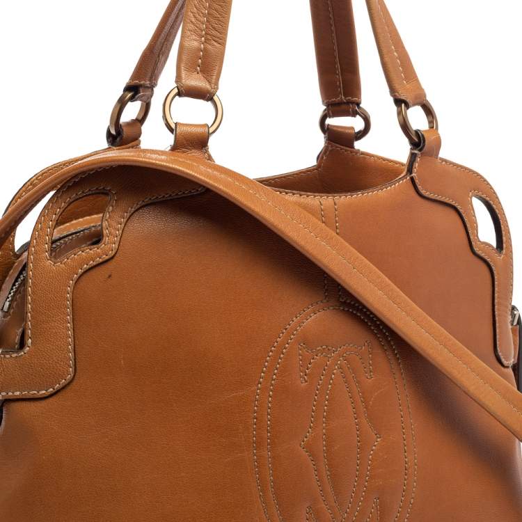 Pre Owned Cartier Tan Leather Marcello de Cartier Satchel