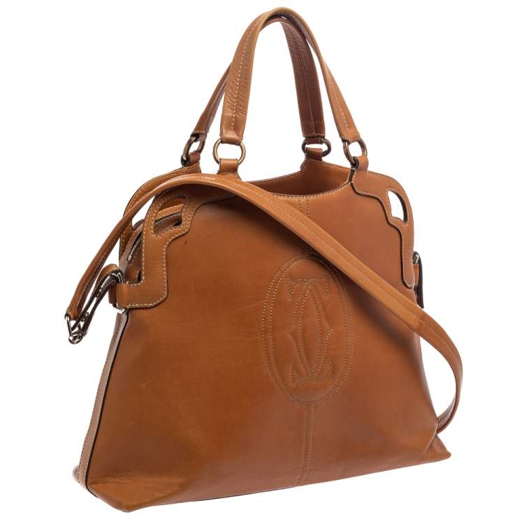 Pre Owned Cartier Tan Leather Marcello de Cartier Satchel