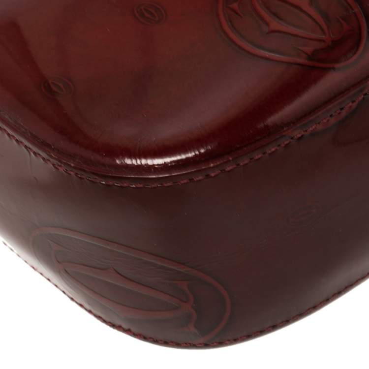 Pre Owned Cartier Burgundy Patent Leather Happy Birthday Shoulder Bag