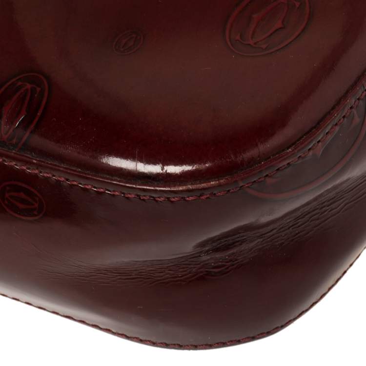 Pre Owned Cartier Burgundy Patent Leather Happy Birthday Shoulder Bag