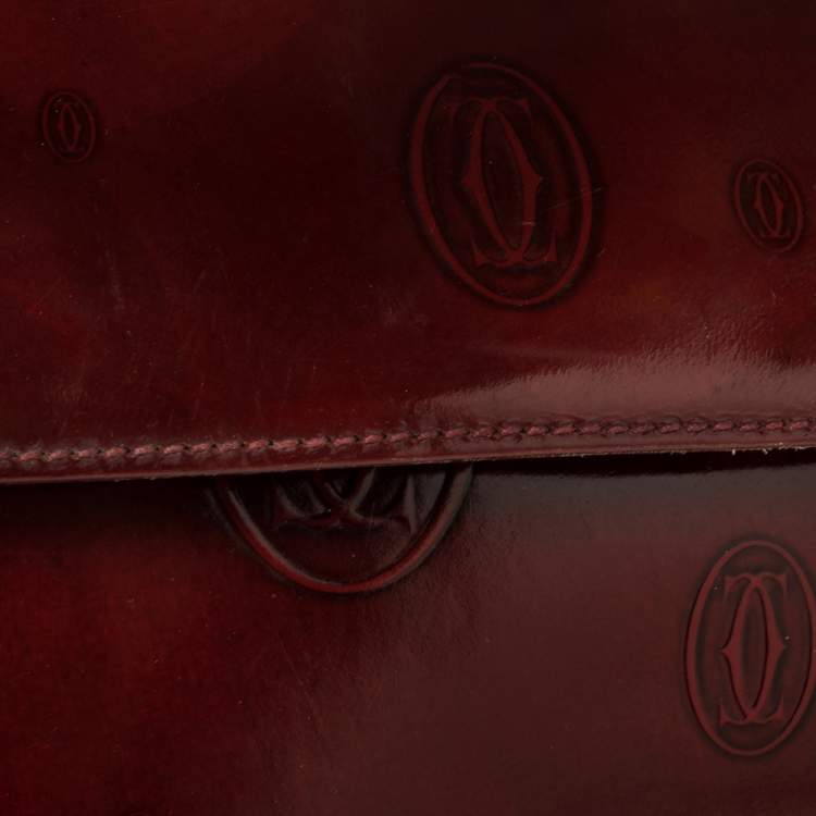 Pre Owned Cartier Burgundy Patent Leather Happy Birthday Shoulder Bag