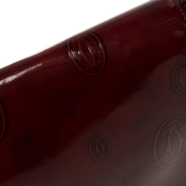 Pre Owned Cartier Burgundy Patent Leather Happy Birthday Shoulder Bag