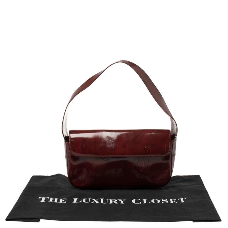 Pre Owned Cartier Burgundy Patent Leather Happy Birthday Shoulder Bag