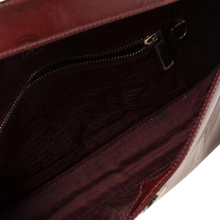 Pre Owned Cartier Burgundy Patent Leather Happy Birthday Shoulder Bag