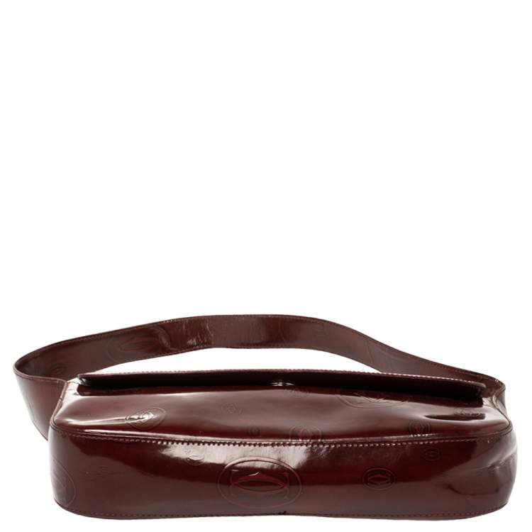 Pre Owned Cartier Burgundy Patent Leather Happy Birthday Shoulder Bag