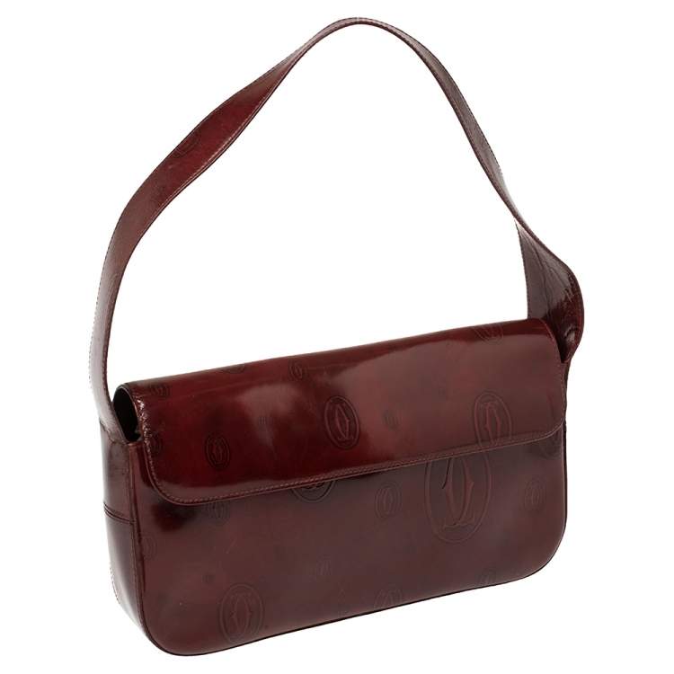 Pre Owned Cartier Burgundy Patent Leather Happy Birthday Shoulder Bag