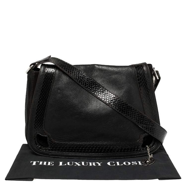 Pre Owned Cartier Python and Leather Marcello Messenger 