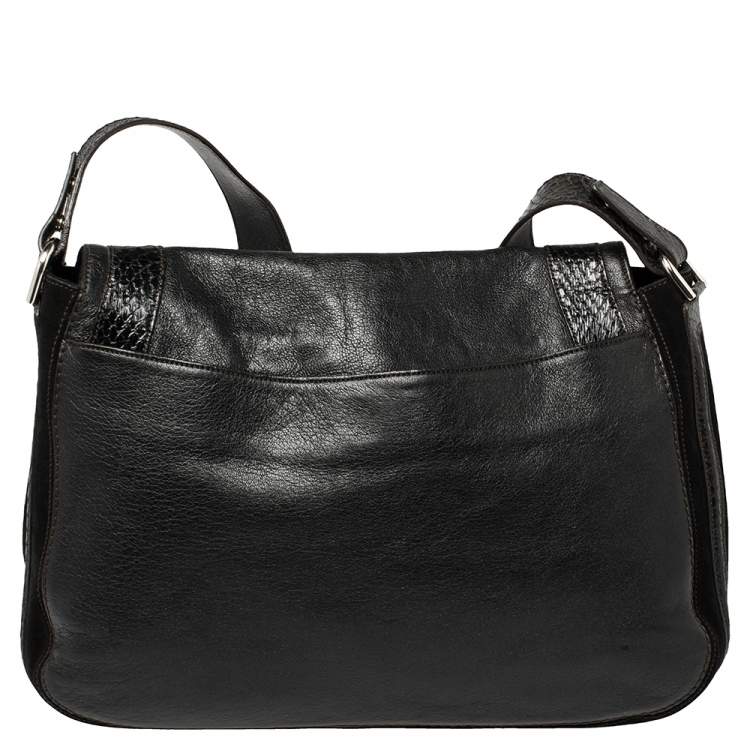 Pre Owned Cartier Python and Leather Marcello Messenger 