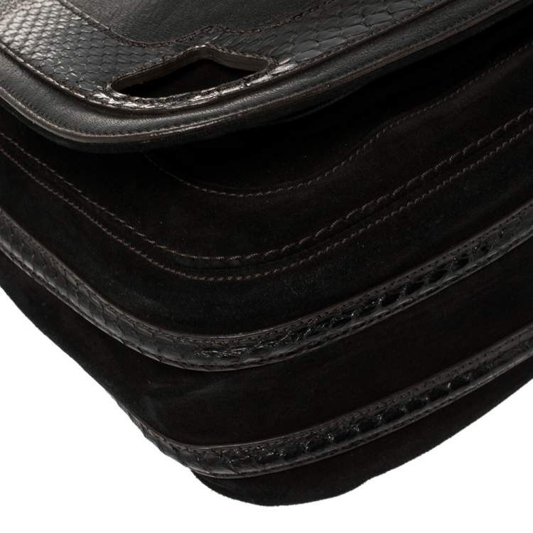 Pre Owned Cartier Python and Leather Marcello Messenger 
