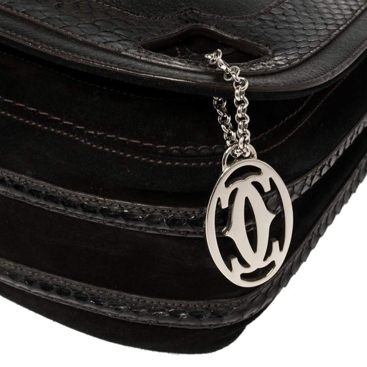 Pre Owned Cartier Python and Leather Marcello Messenger 