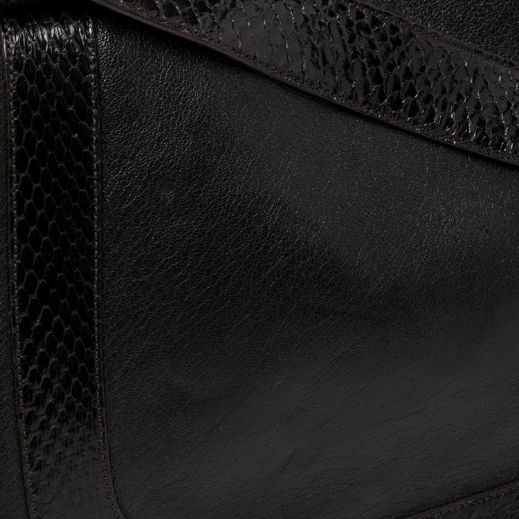 Pre Owned Cartier Python and Leather Marcello Messenger 