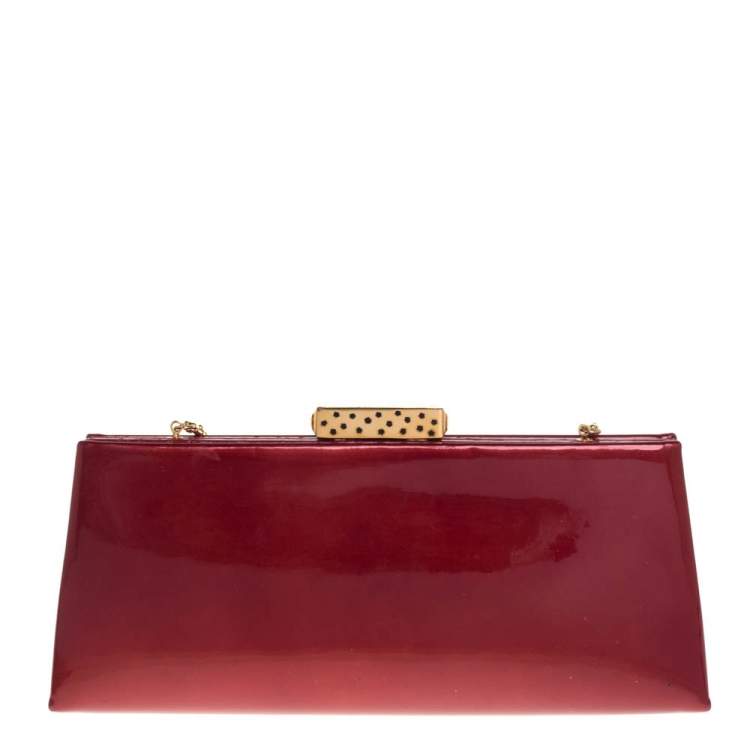 Pre Owned Cartier Red Patent Leather Chain Clutch