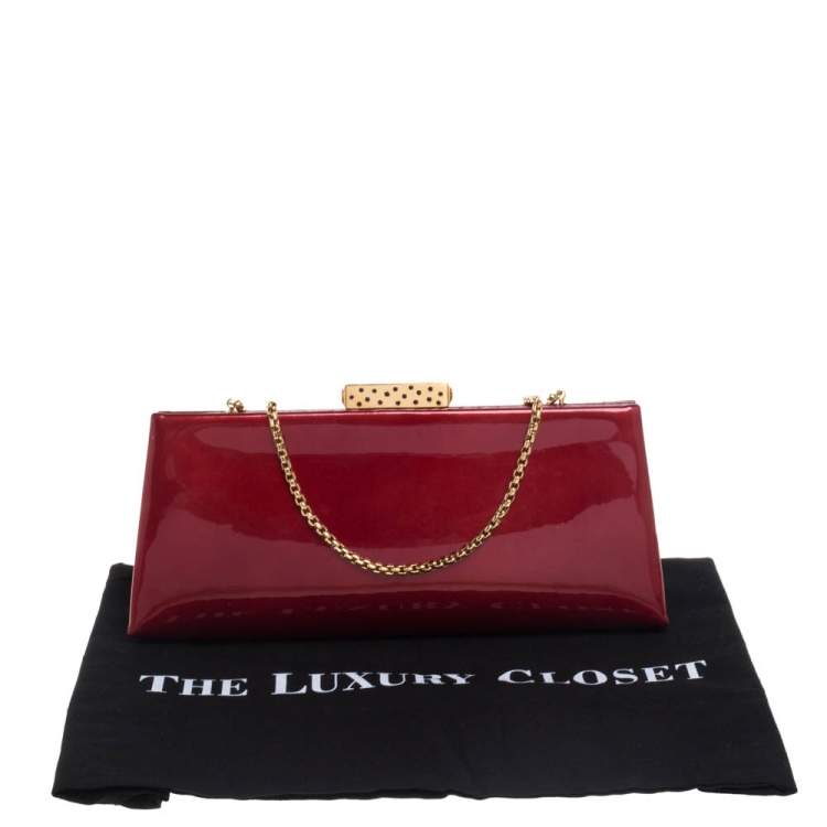 Pre Owned Cartier Red Patent Leather Chain Clutch
