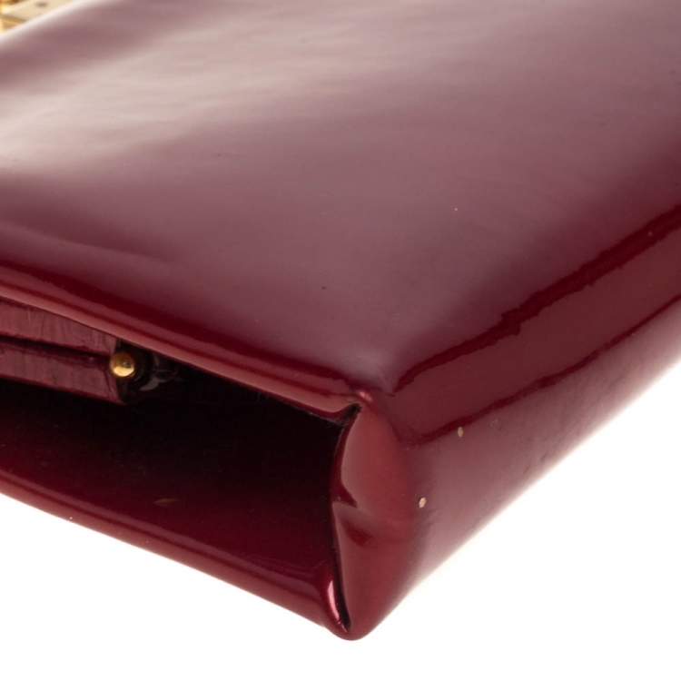 Pre Owned Cartier Red Patent Leather Chain Clutch